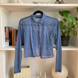 Motel Rocks Sheer Baby Blue Button Up Top
